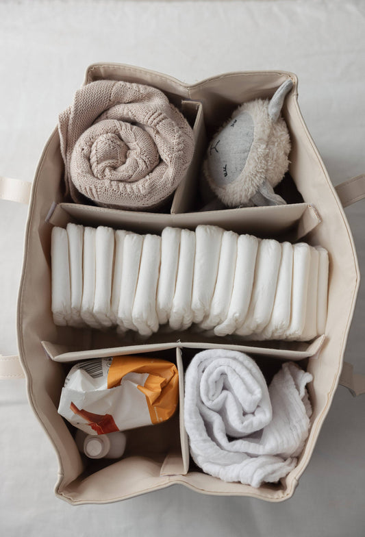 Stellebag // Diaper Caddy - vegansk lær - Nude