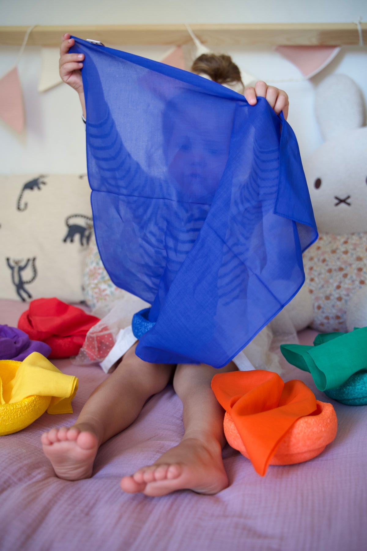 Cotton rainbow play cloths - 75 x 75 cm