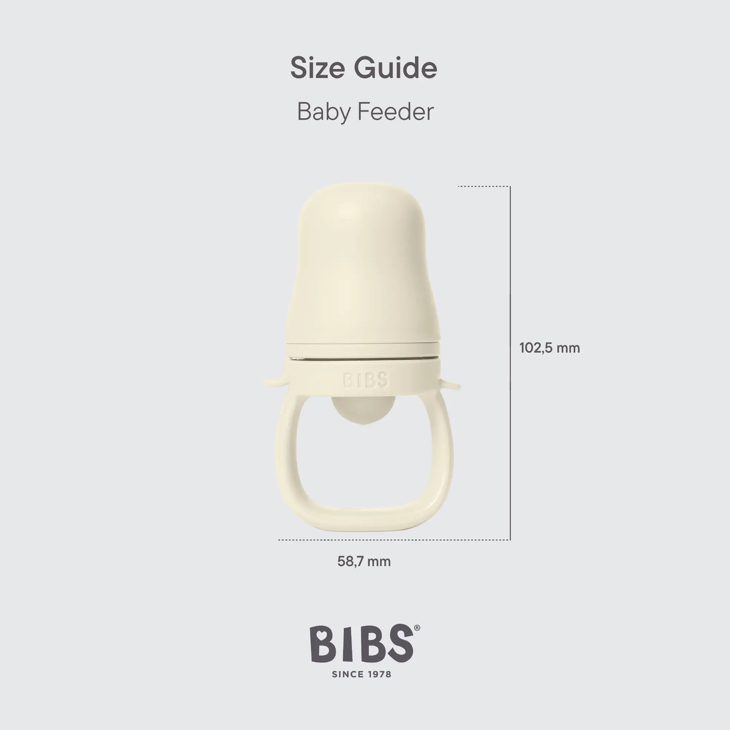 Cream-colored matsmokk ivory baby feeder bib with smooth rounded top and handle for easy grip fast føde baby utforske