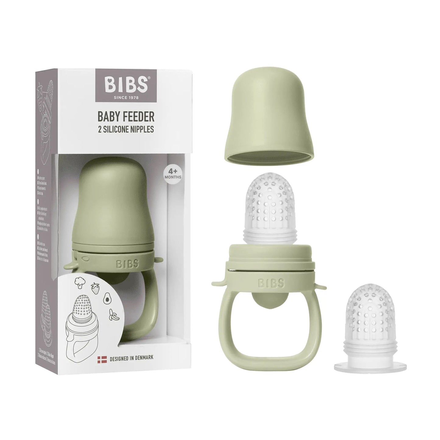 Mintgrønn silikon baby feeder matsmokk sage med klart teksturert smokk og ergonomisk håndtak for baby utforske fast føde