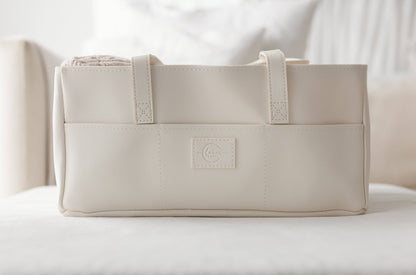 Stellebag // Diaper Caddy - vegansk lær - Hvit