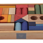 Fargerike byggeklosser med brett - 30pk
