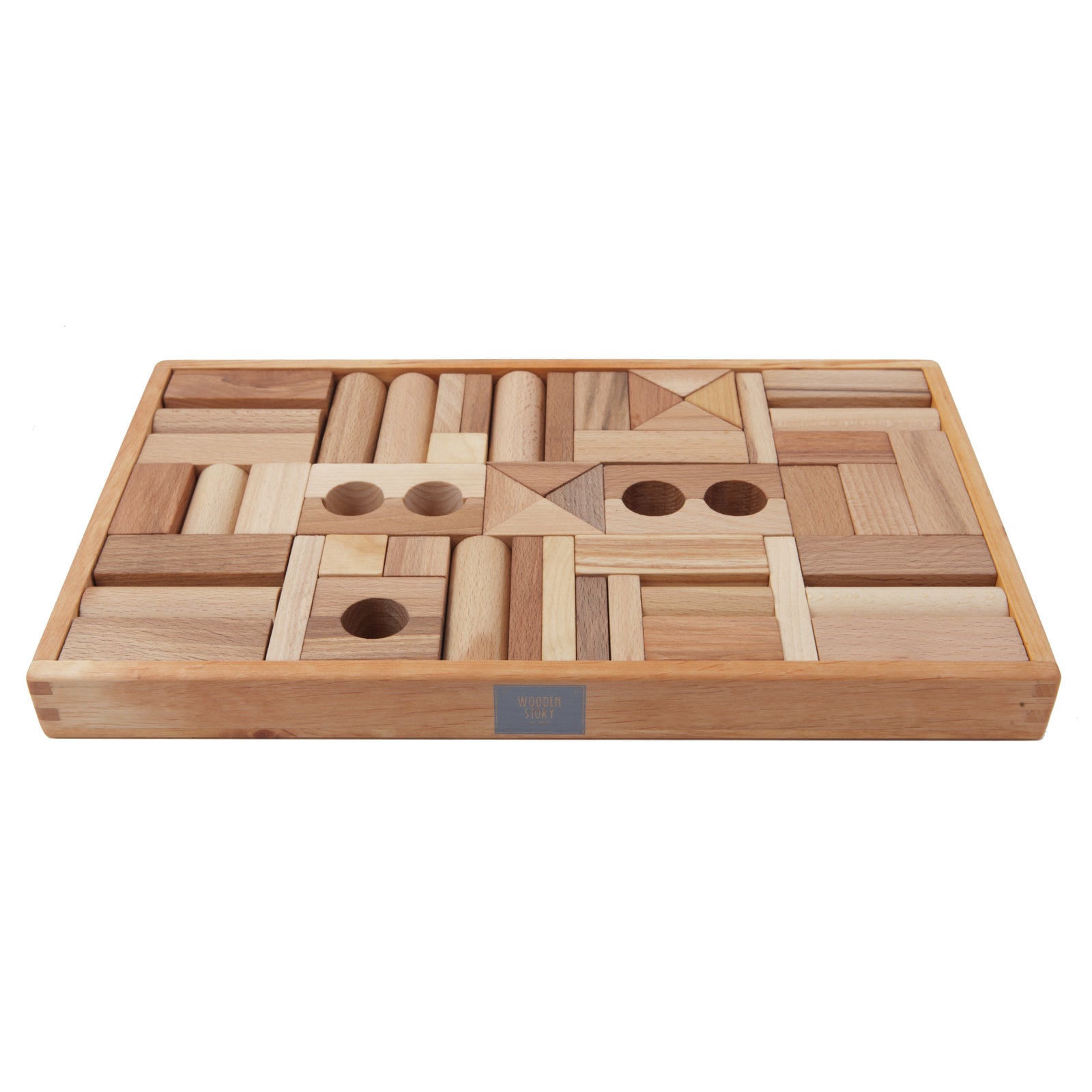 Natur byggeklosser med brett - 54pk