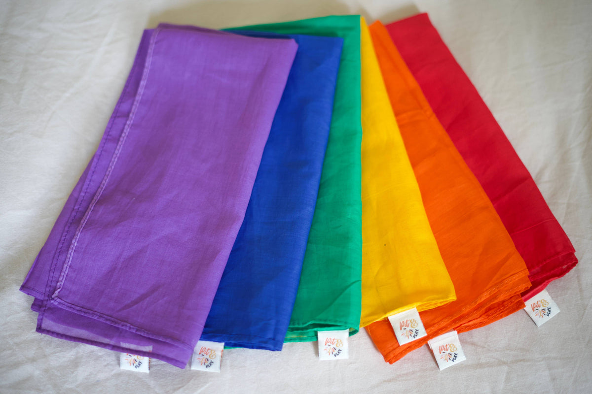 Rainbow cotton play silks - 48 x 48 cm