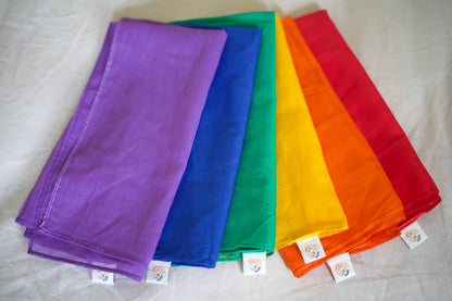 Rainbow cotton play silks - 48 x 48 cm