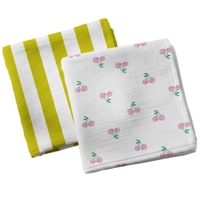 Muslin cloth 60x60 - Cherry 2-pack