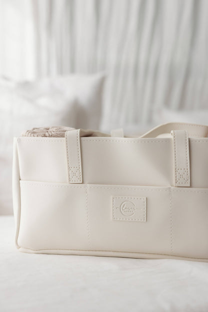Stellebag // Diaper Caddy - vegansk lær - Hvit
