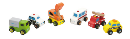 Mini kjøretøy i tre - 6pk