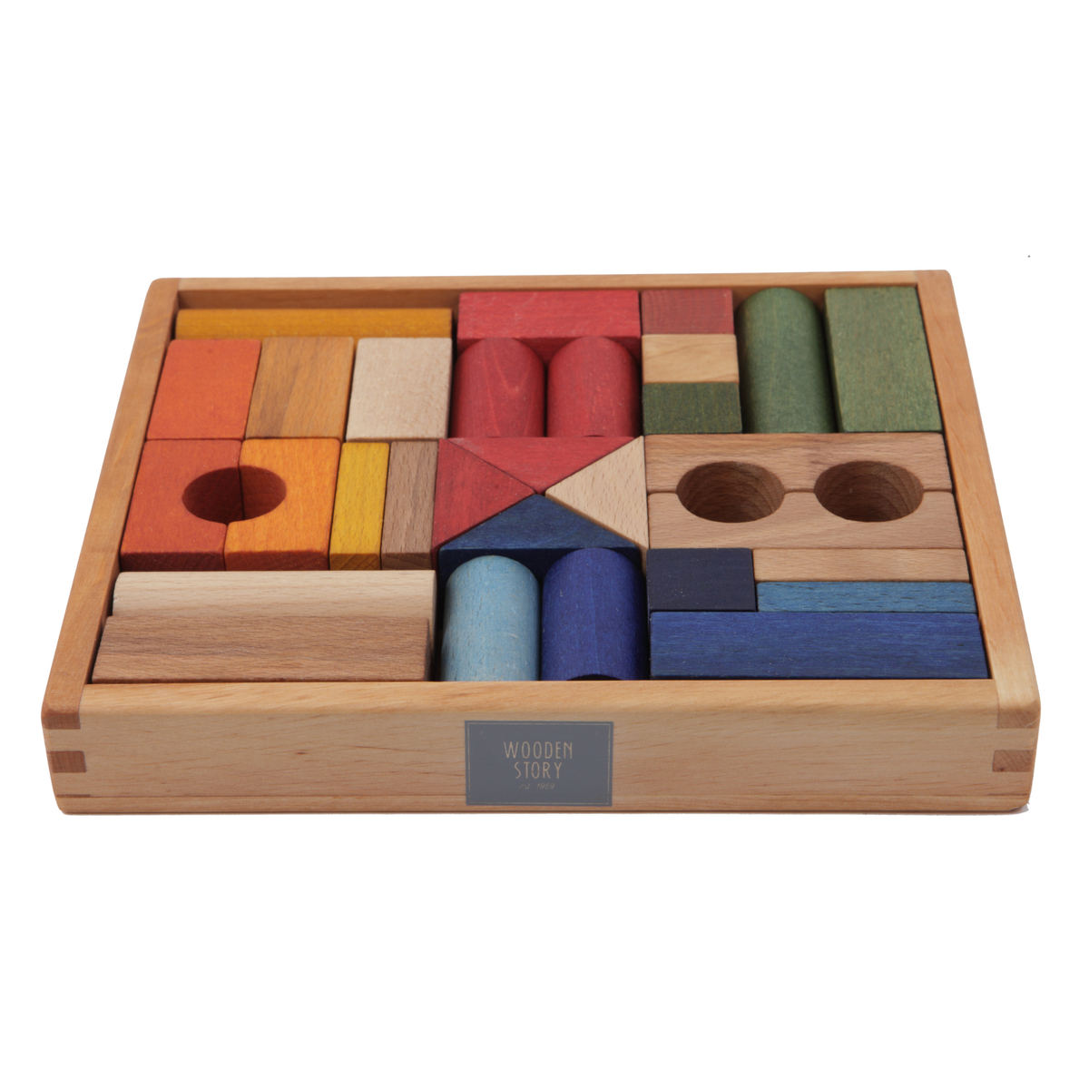 Colorful Building Blocks with Tray - 30pc