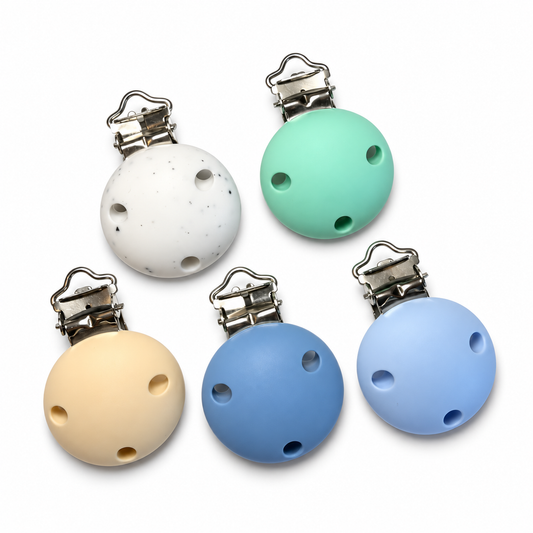 Silikonclips til smokkelenke med stoppeperle - 2pk