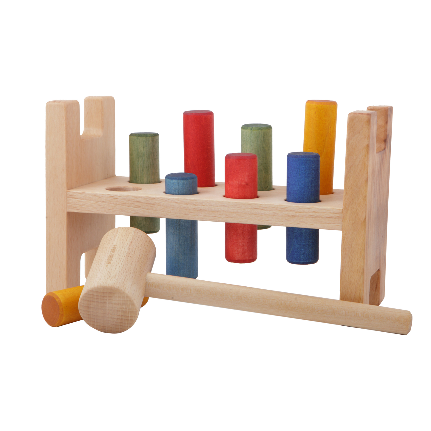 Wooden Hammer Bench Pounder Toy - Rainbow