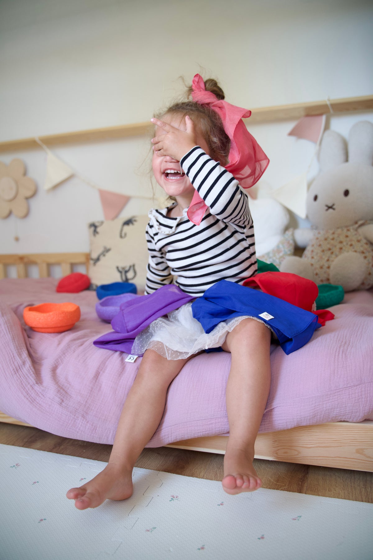Rainbow cotton play silks - 48 x 48 cm
