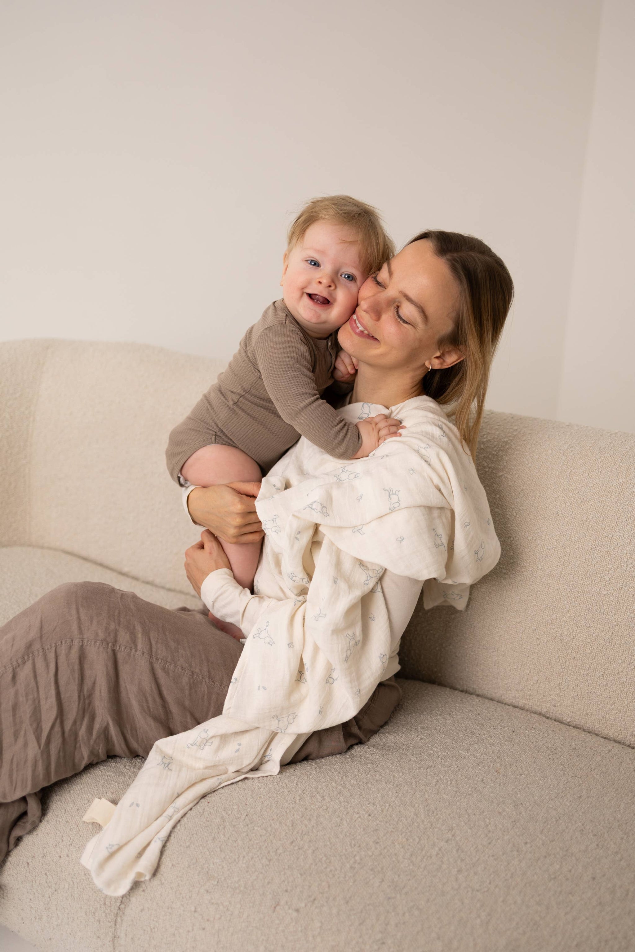 Mummi musselinteppe 120x120cm - Blå