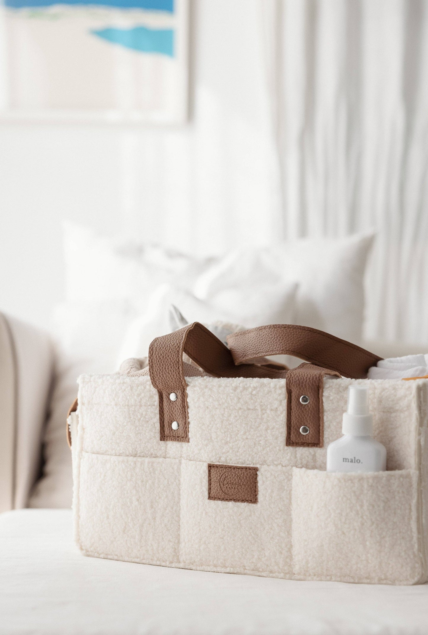 Stellebag // Diaper Caddy - Hvit og brun