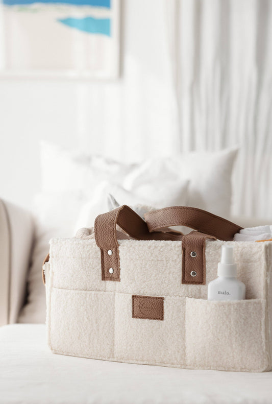 Stellebag // Diaper Caddy - Hvit og brun