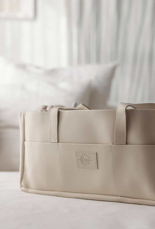 Stellebag // Diaper Caddy - vegansk lær - Nude