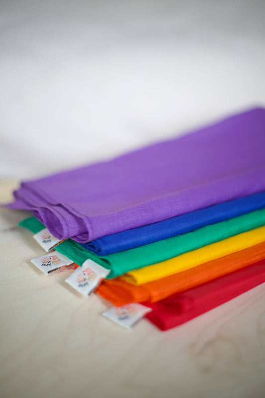Rainbow cotton play silks - 48 x 48 cm