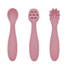 Nybegynnerskjeer i silikon rosa med tre ulike design for baby mating