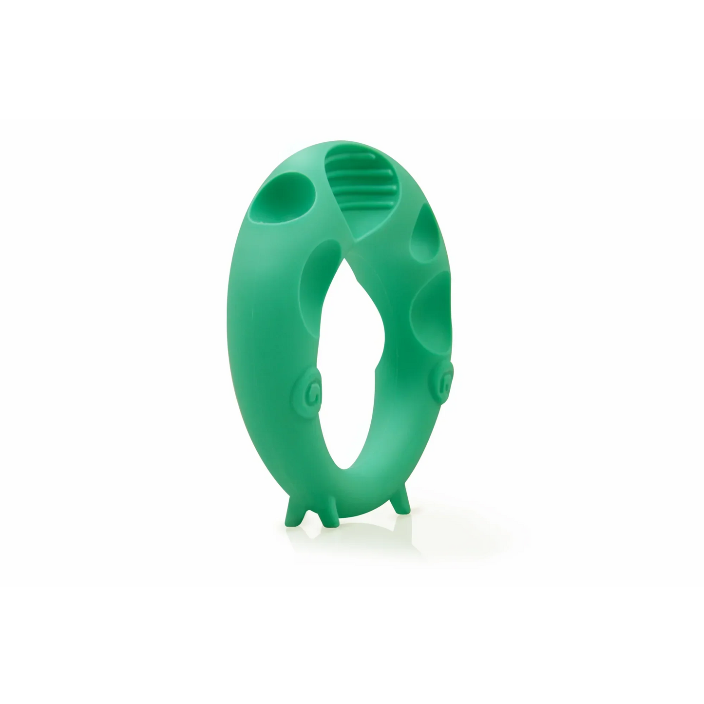 Grønn silikon babyteether med teksturert grep og ergonomisk design i 3pk geometri biteleker matgradert silikon tåler oppvaskmaskin