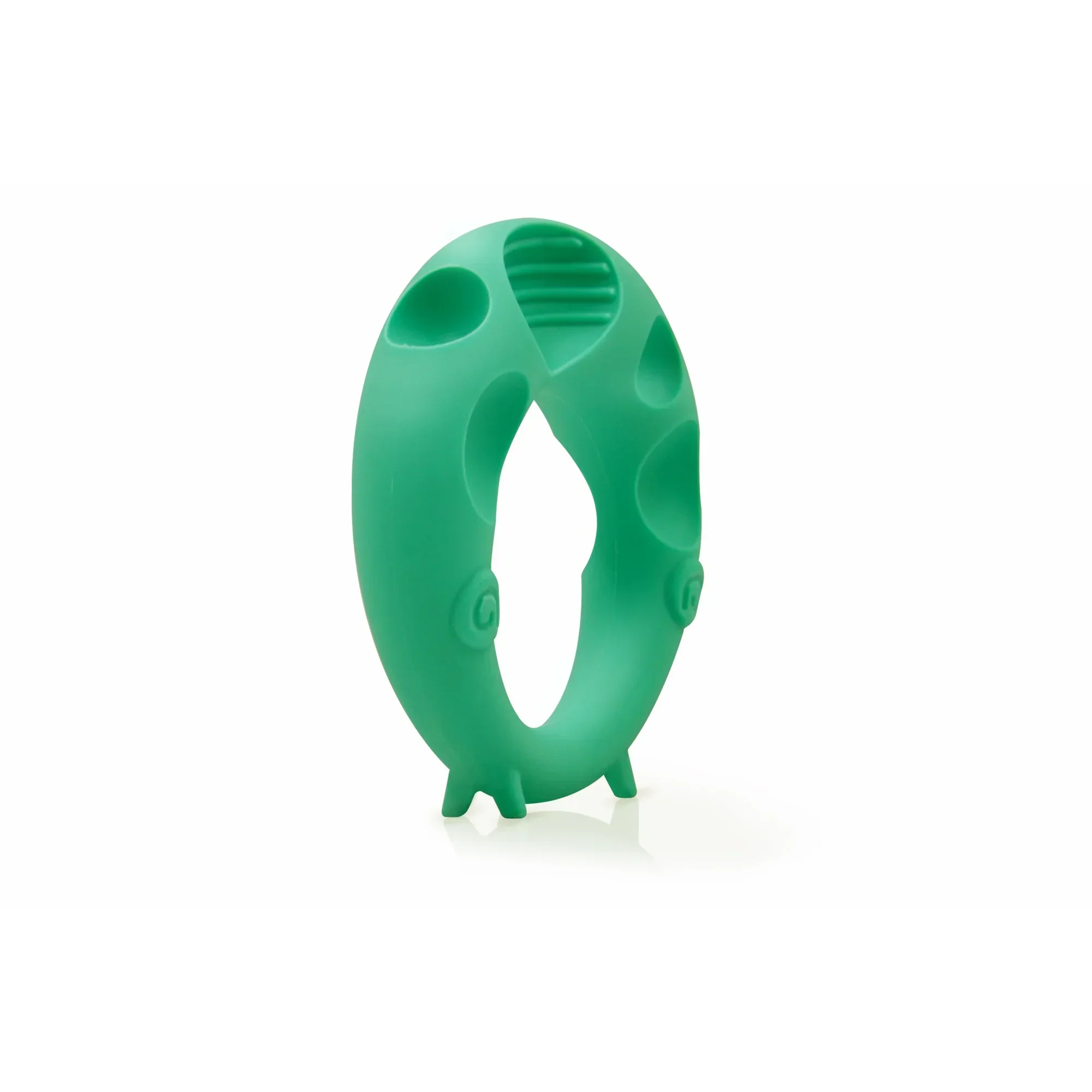 Grønn silikon babyteether med teksturert grep og ergonomisk design i 3pk geometri biteleker matgradert silikon tåler oppvaskmaskin