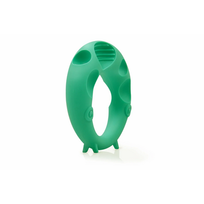 Grønn silikon babyteether med teksturert grep og ergonomisk design i 3pk geometri biteleker matgradert silikon tåler oppvaskmaskin