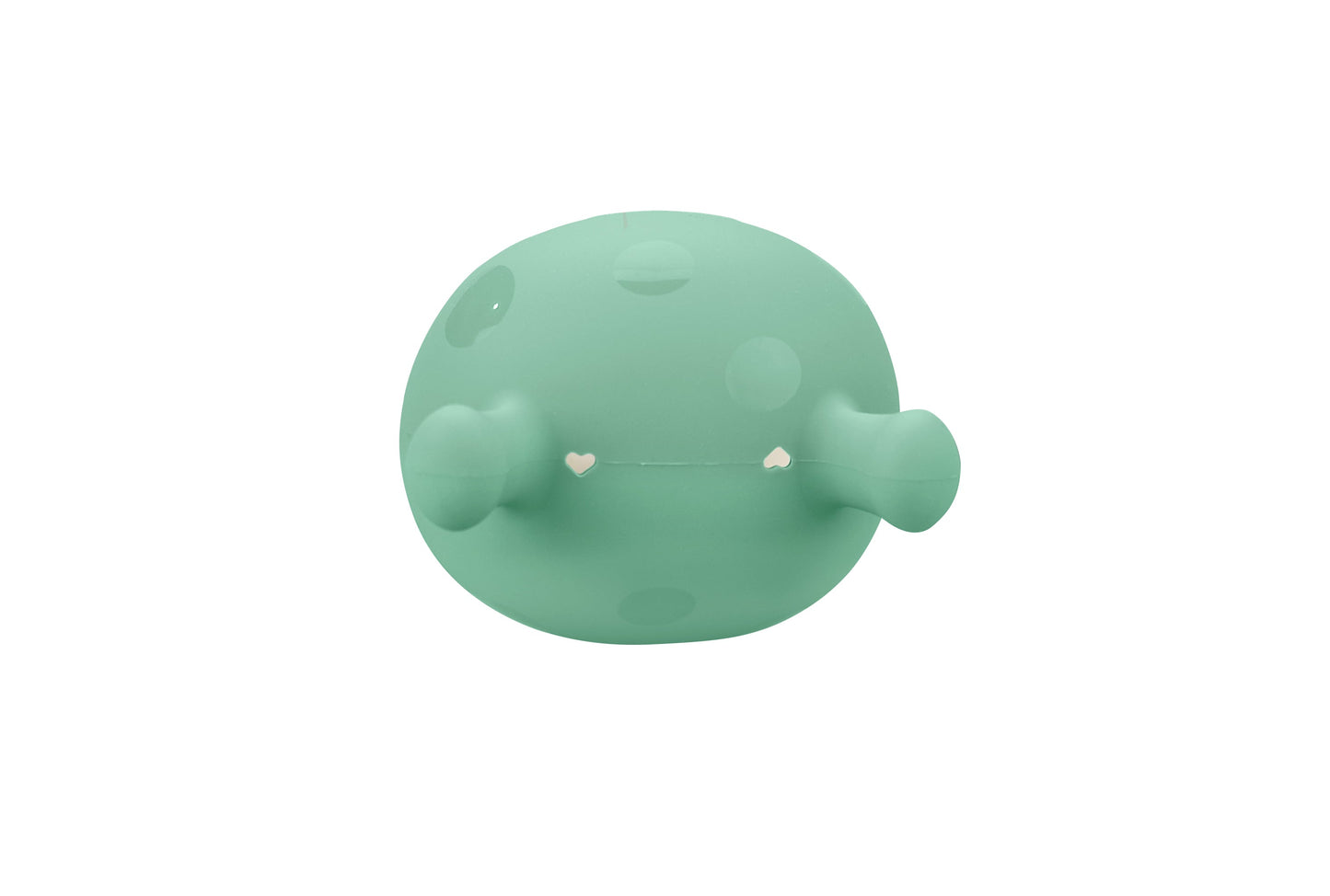 En myk mintgrønn rund sopp eukalyptus plush leke med hjerteformede øyne som tåler oppvaskmaskin