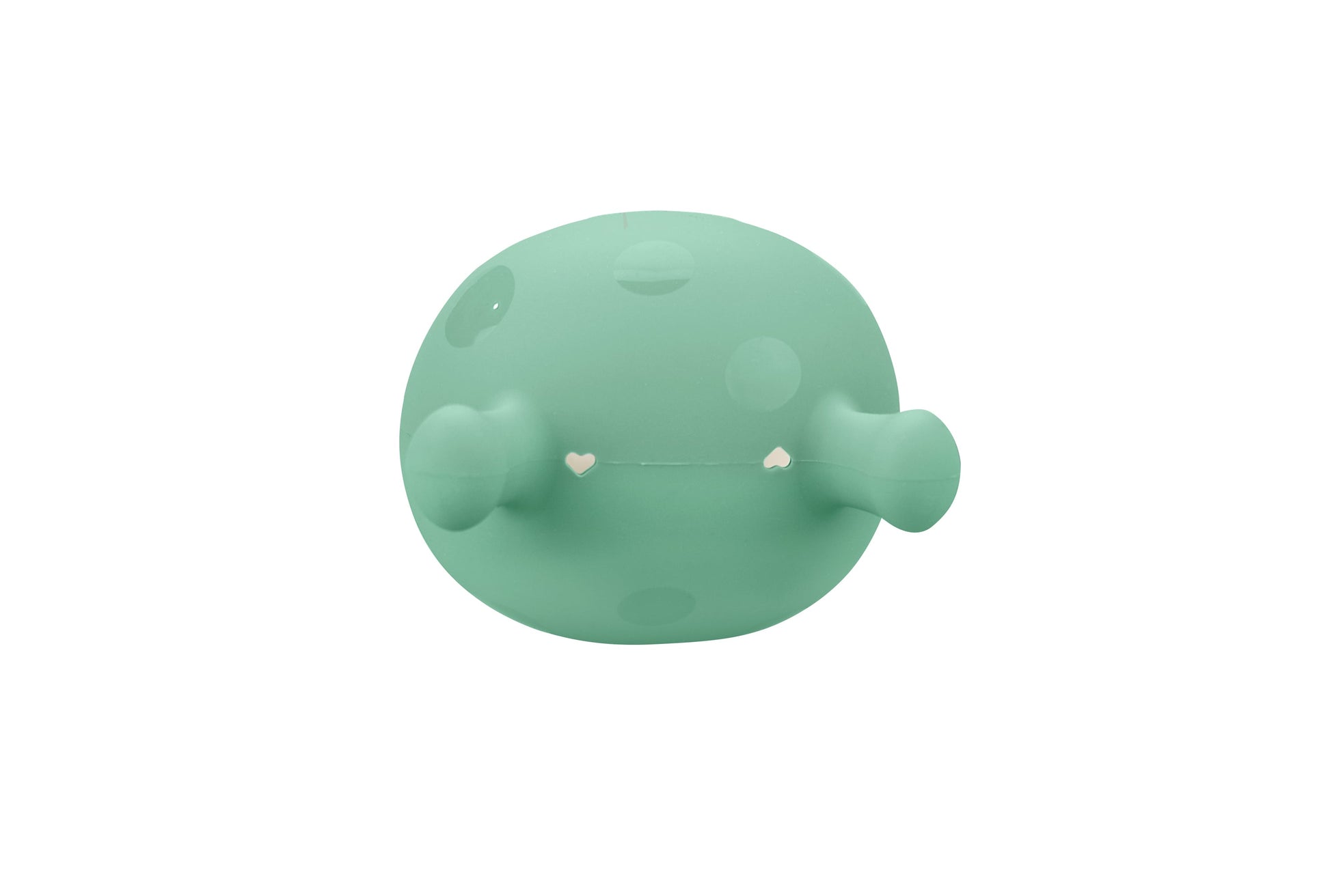 En myk mintgrønn rund sopp eukalyptus plush leke med hjerteformede øyne som tåler oppvaskmaskin