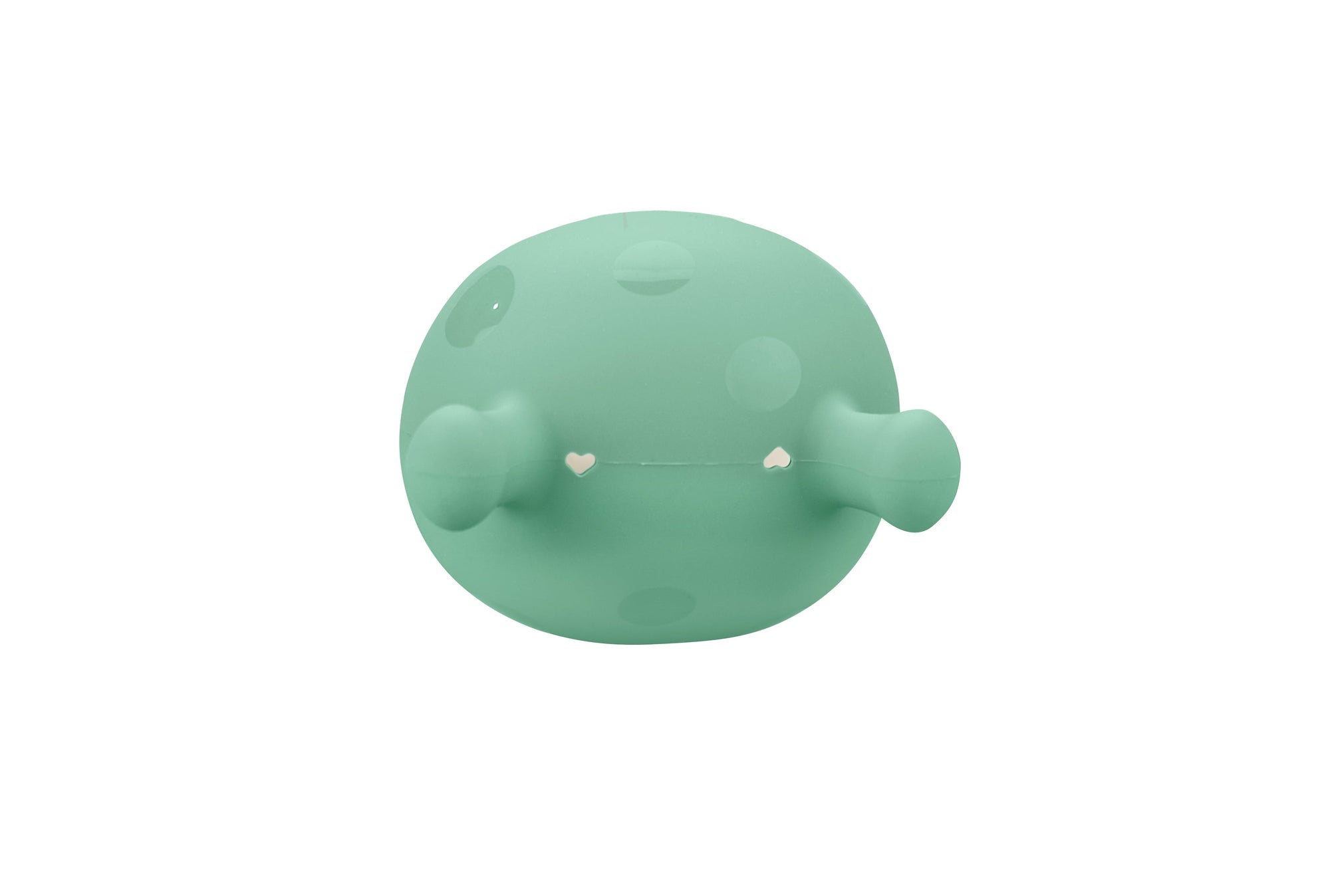 En myk mintgrønn rund sopp eukalyptus plush leke med hjerteformede øyne som tåler oppvaskmaskin