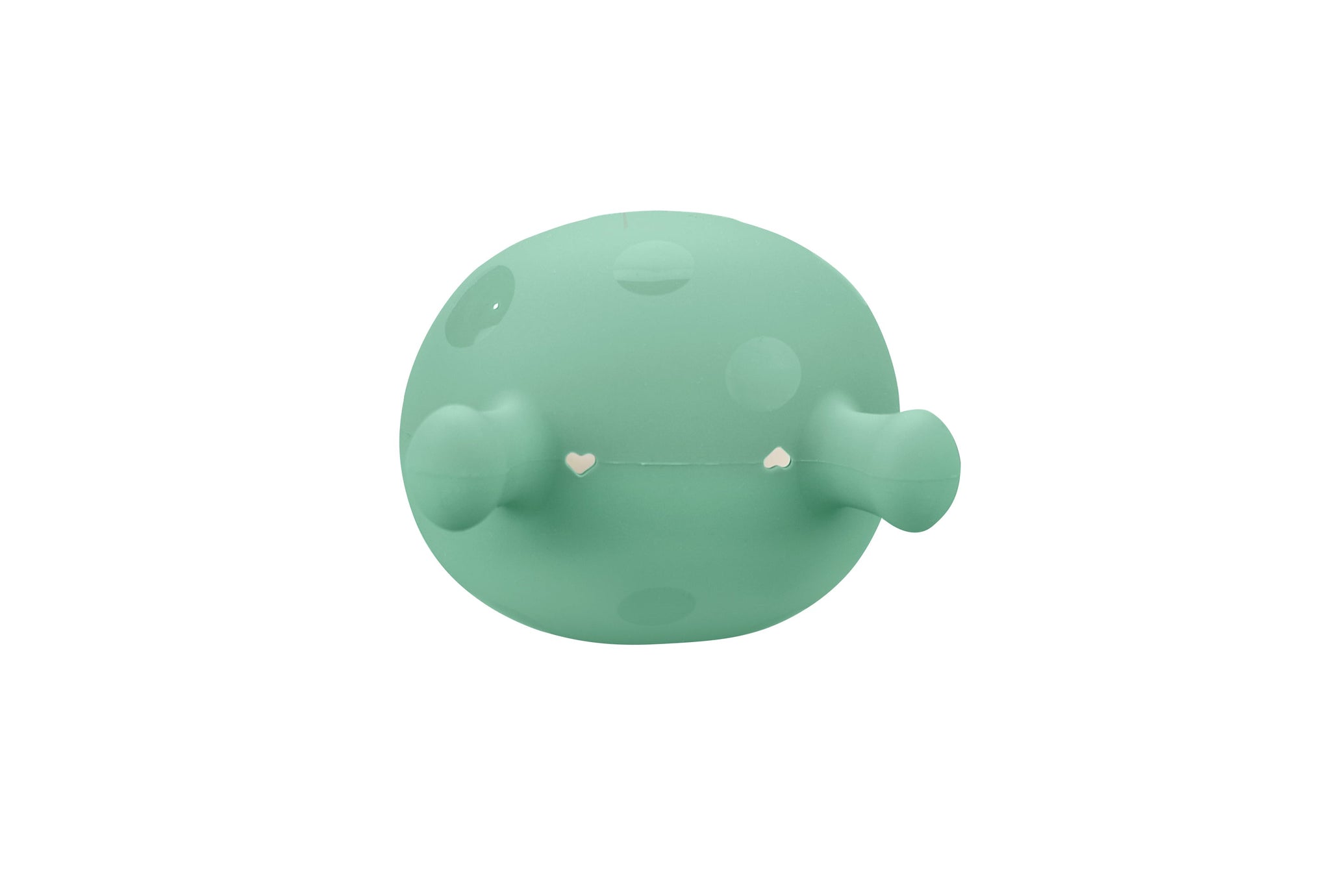 En myk mintgrønn rund sopp eukalyptus plush leke med hjerteformede øyne som tåler oppvaskmaskin