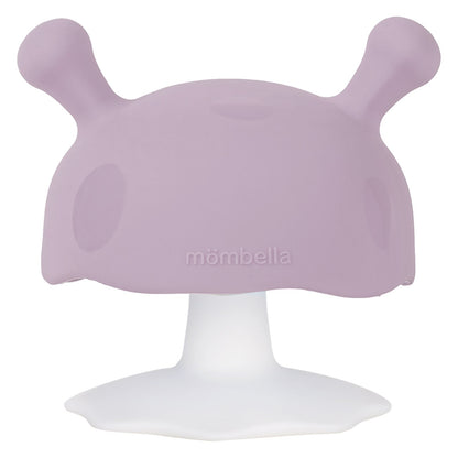 Sopp lavendel silikon babyteether i lavendelfarge med myke runde ører og hvit sugebunn som tåler oppvaskmaskin
