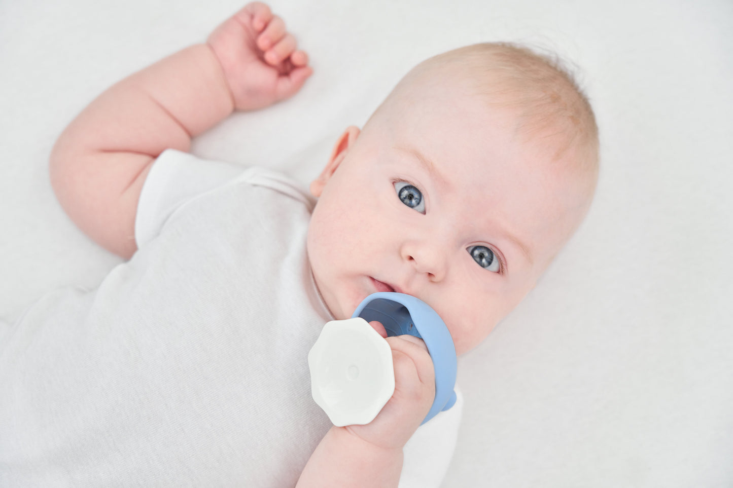 Baby holder blå og hvit silikon tåler oppvaskmaskin teatering sopp lyseblå