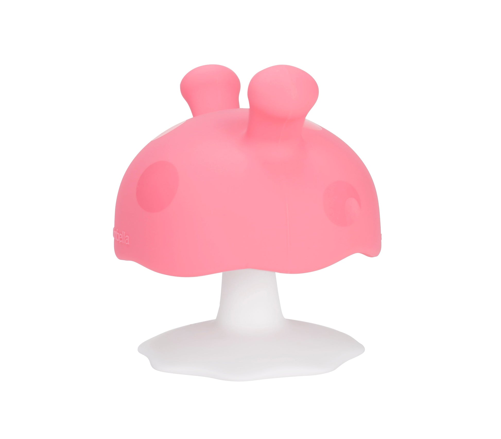 Sopp rosa tåler oppvaskmaskin silikon babyteething toy med hvit base formet som sopp