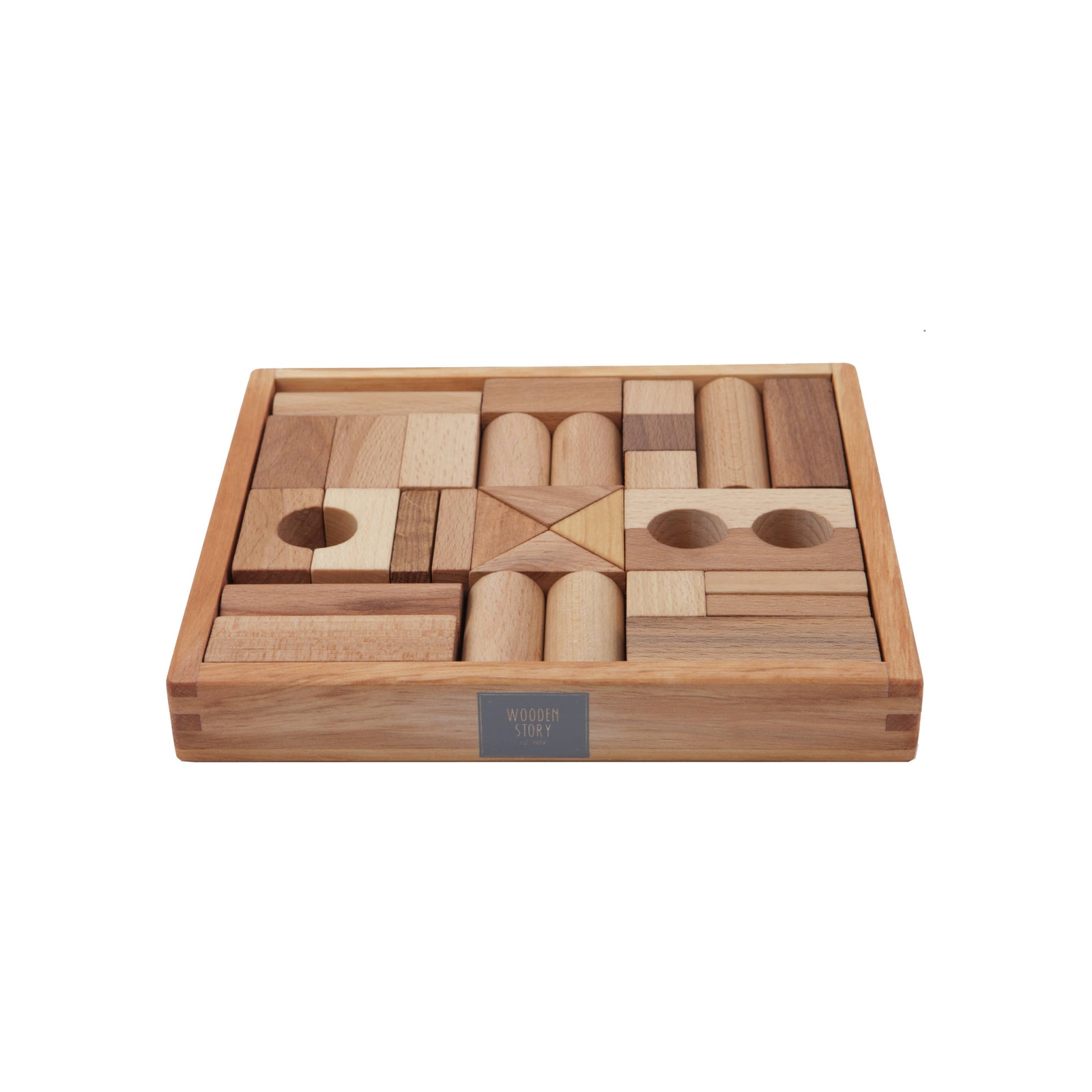 Natur byggeklosser med brett - 30pk