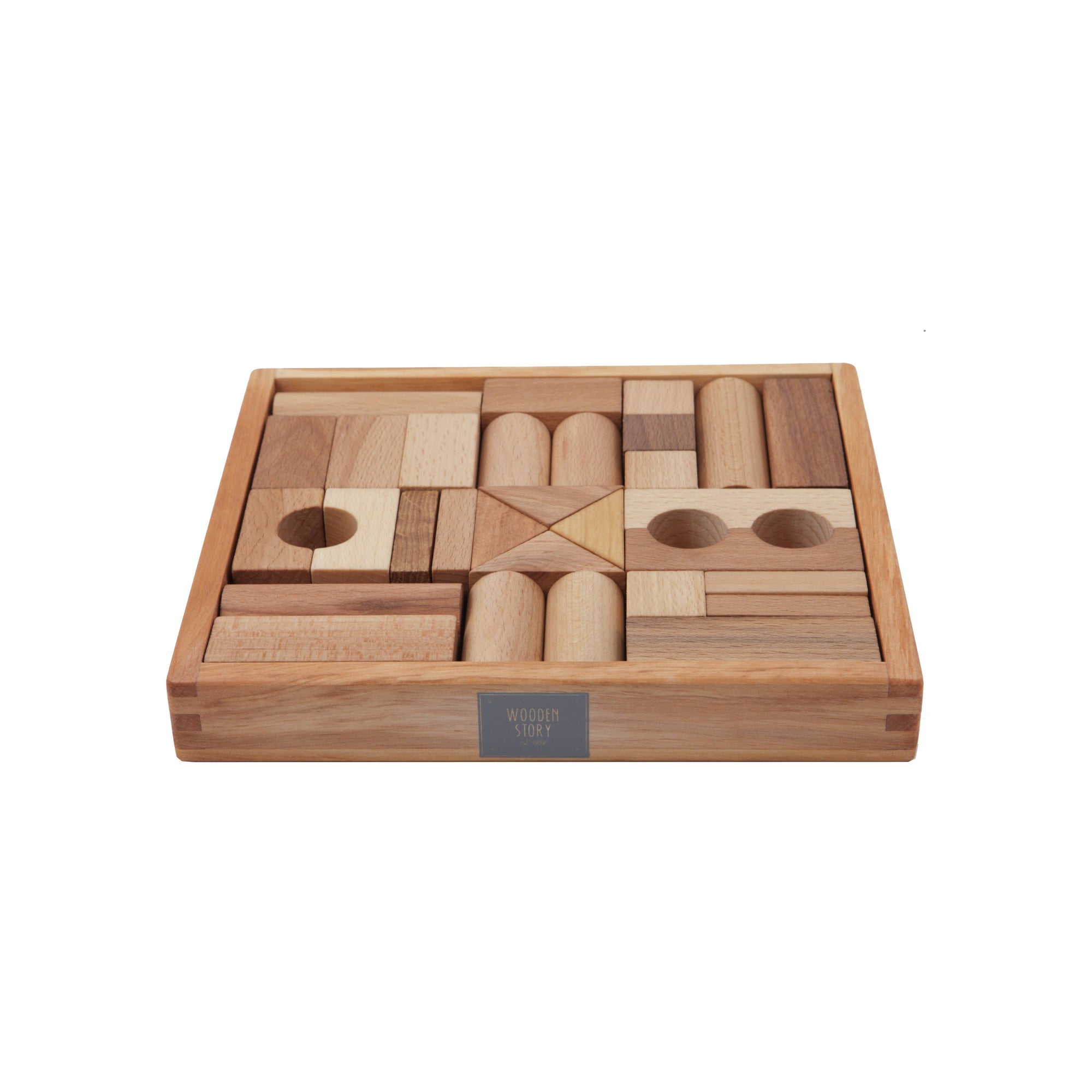 Natur byggeklosser med brett - 30pk