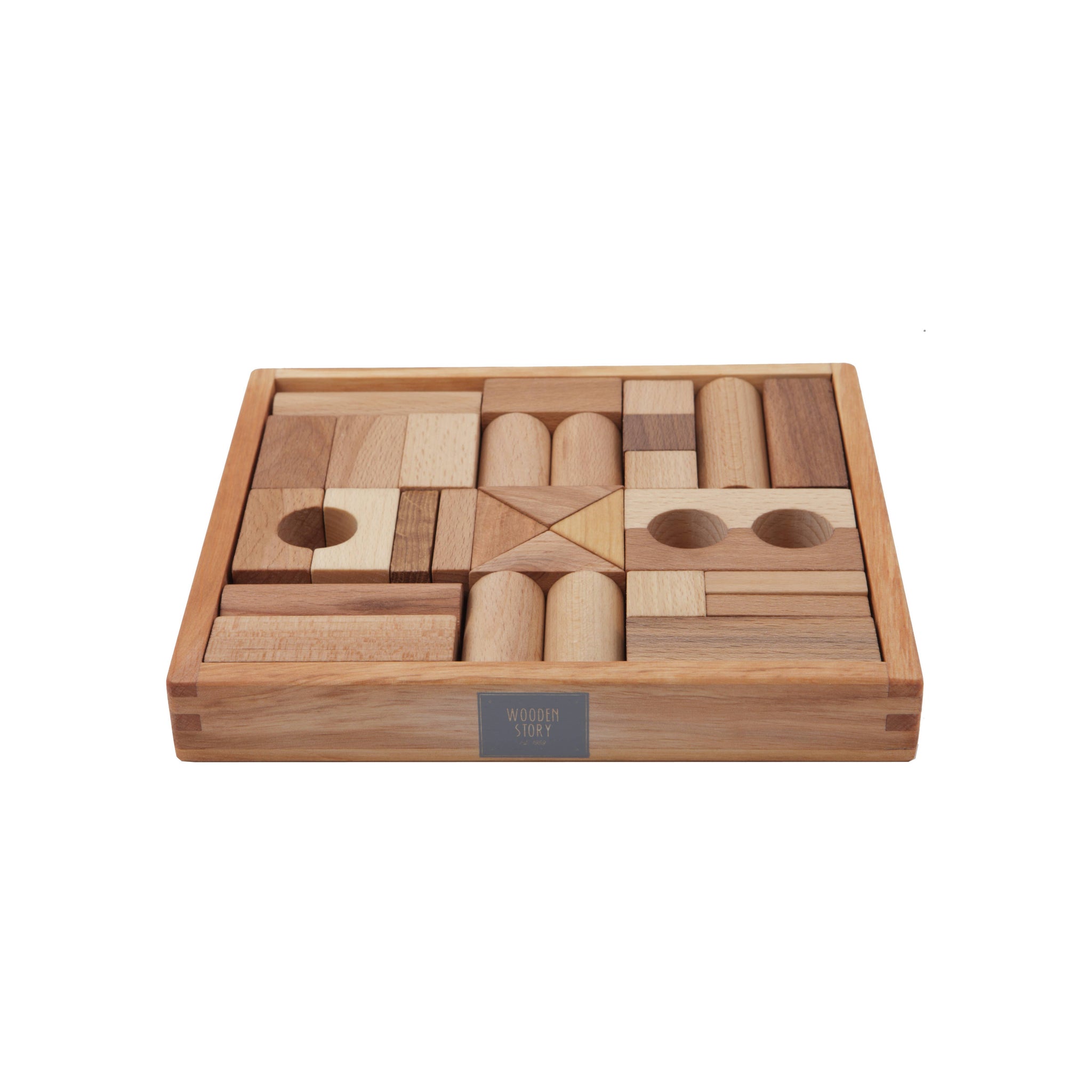 Natur byggeklosser med brett - 30pk