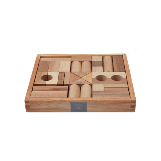 Natur byggeklosser med brett - 30pk