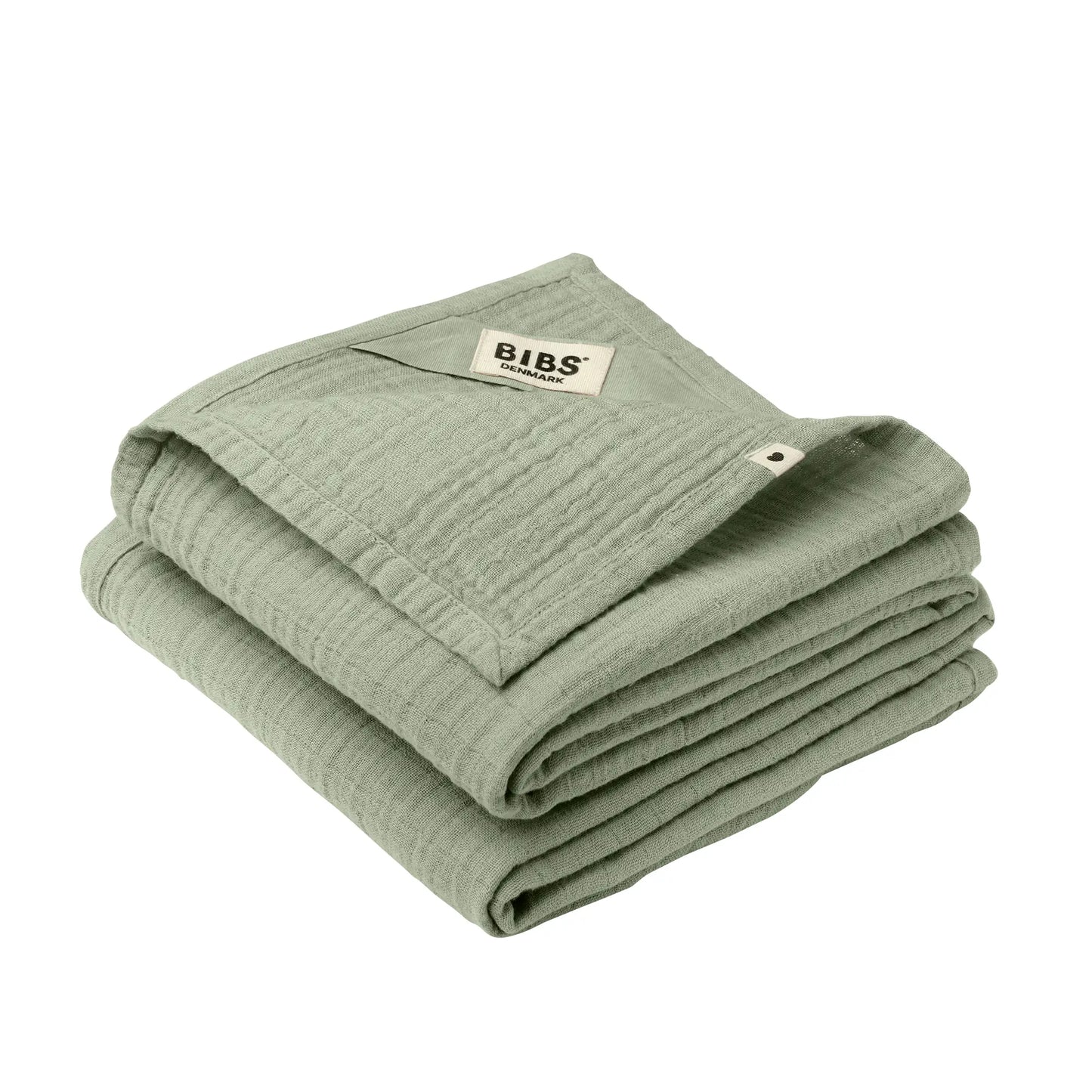 Soft sage green bibs musselinkluter 70x70 2pk in muslin with subtle textured weave and neatly folded edges multifunksjonell babyklut