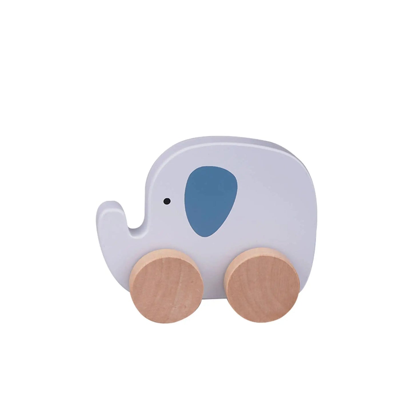 Trelekebil formet som en elefant malt i blå med vannbasert maling.