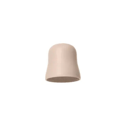 Beige plast bjelleformet matsmokk blush designet for baby utforske og fast føde trening