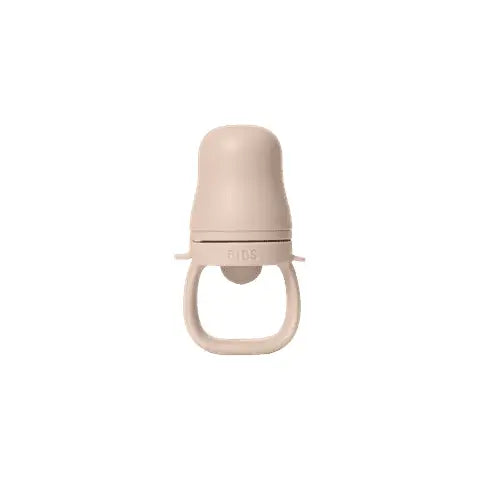 Beige silikon baby food feeder matsmokk blush med avrundet topp og håndtak for baby utforske fast føde