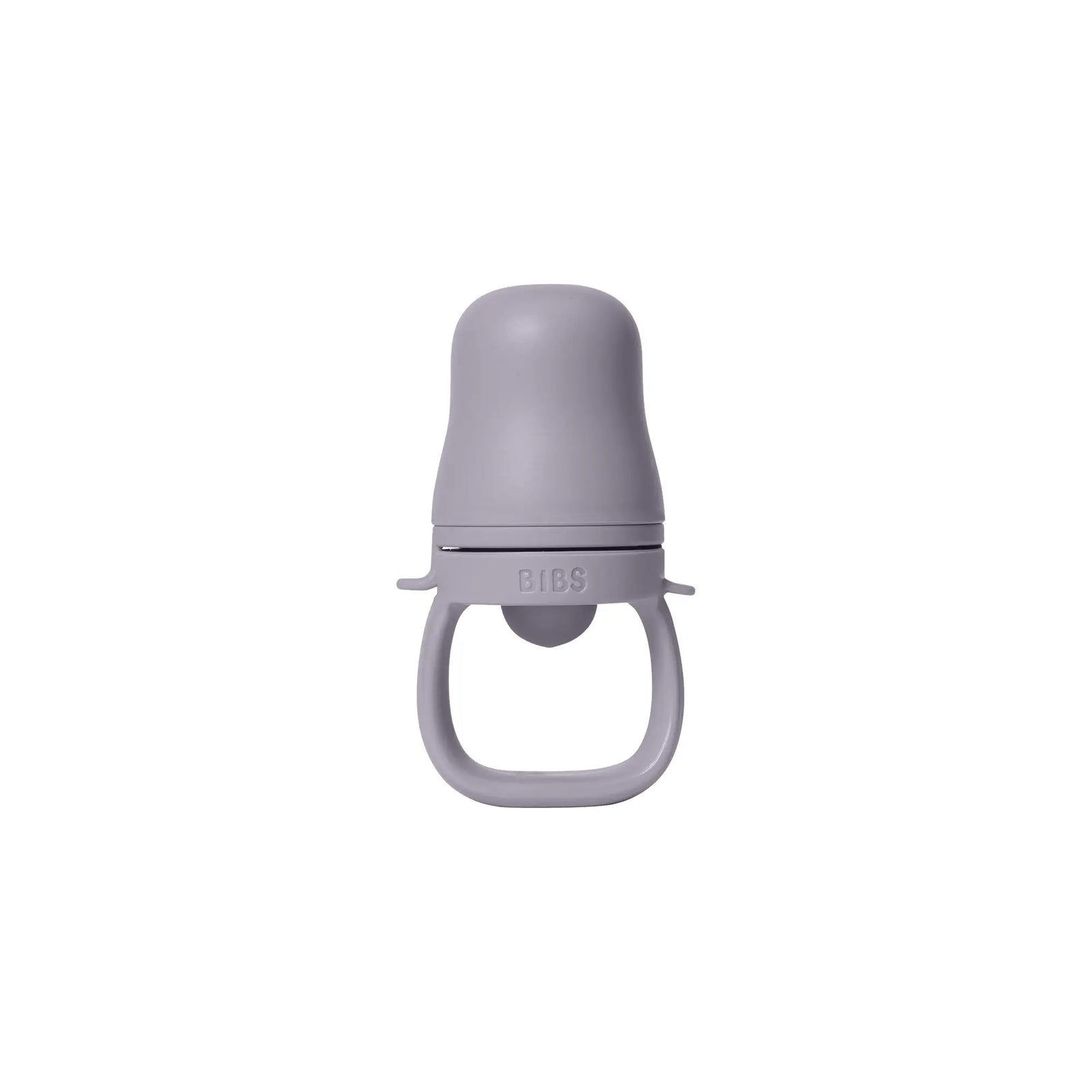 Matsmokk fossil grey baby utforske fast føde flaske i matt lavendel silikon med minimalistisk design og bibs logo