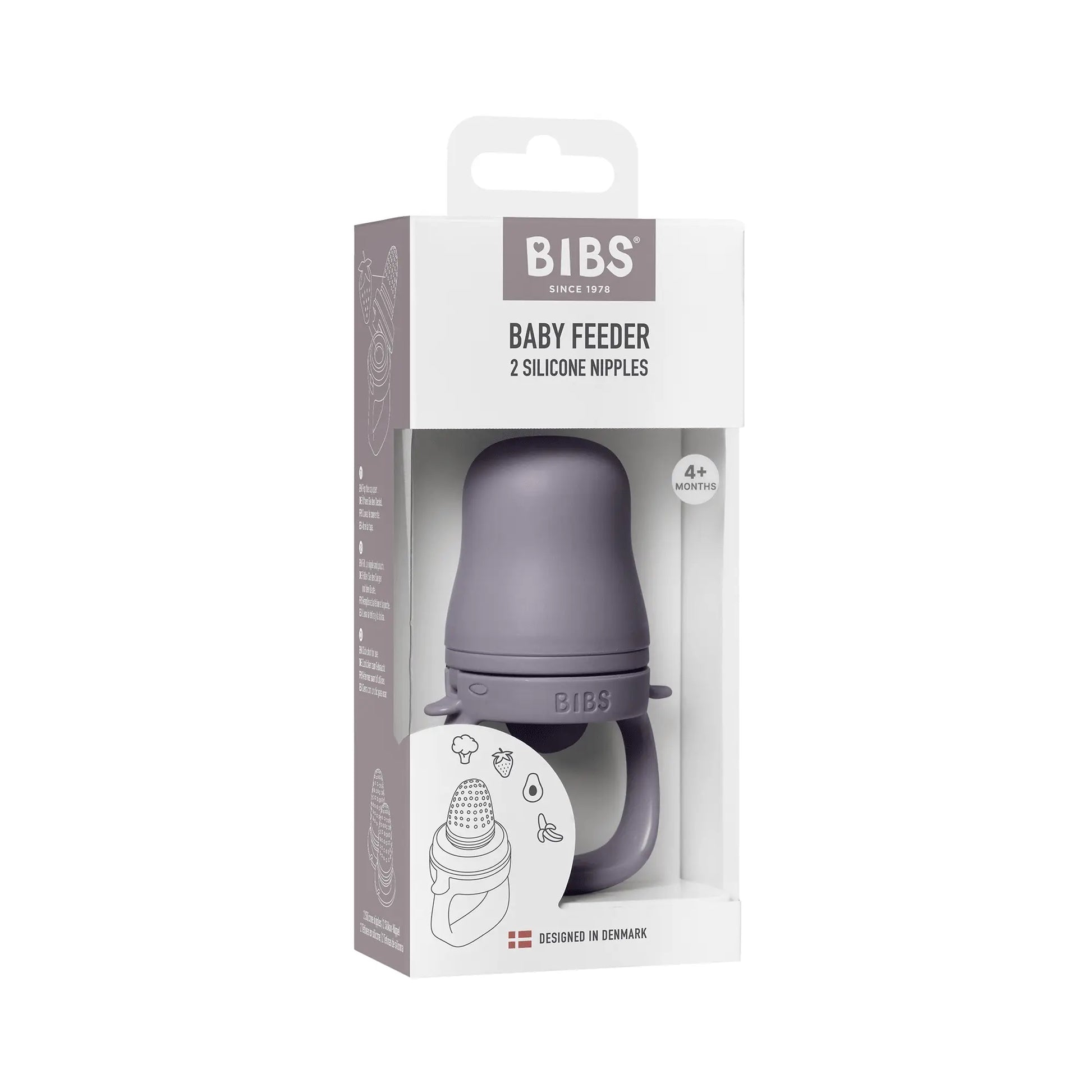 Fossil grey silikon baby utforske matsmokk med to smokker og håndtak for trygg fast føde fra bibs