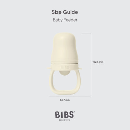Cream-colored matsmokk bibs baby feeder with smooth rounded top and handle for easy grip for baby utforske fast føde