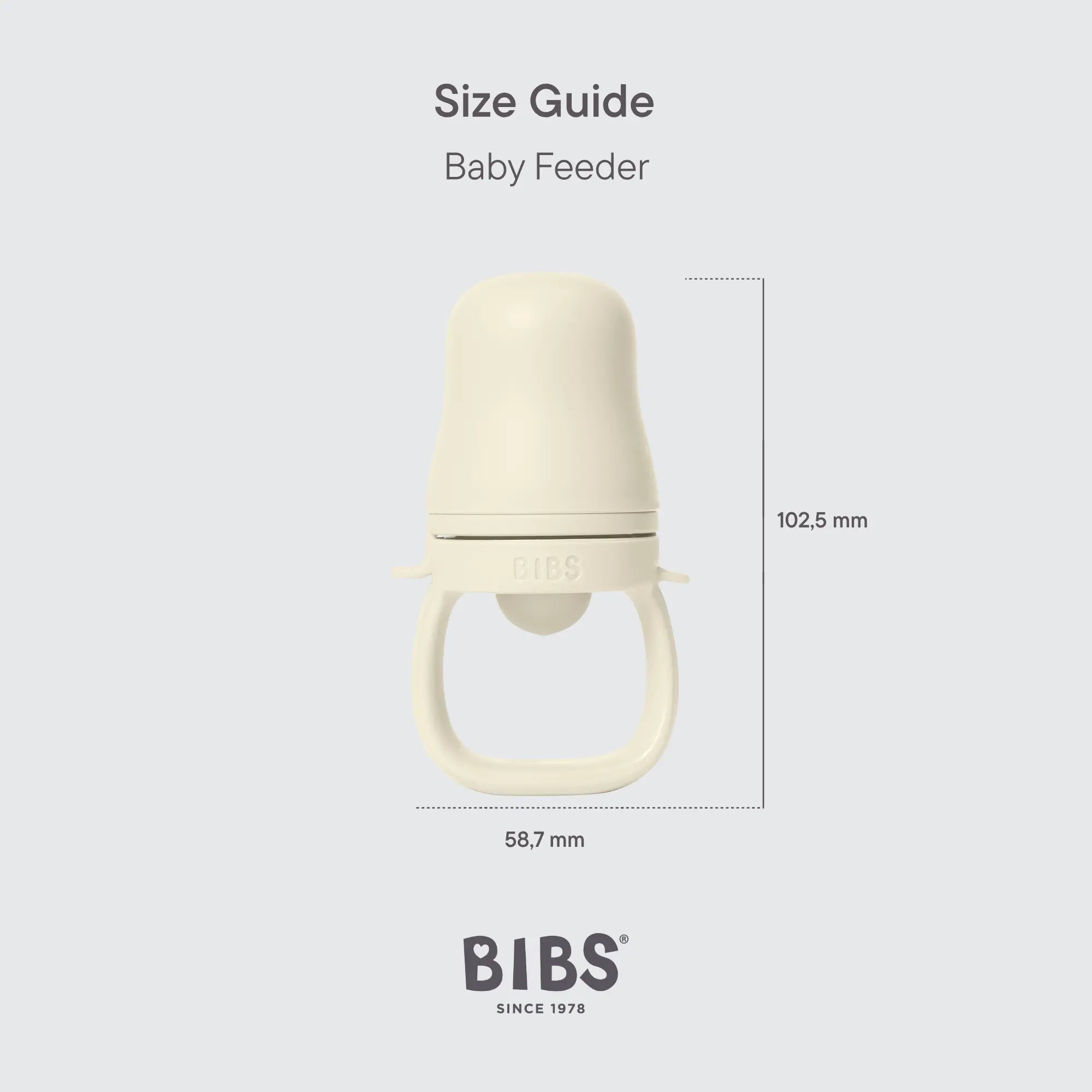 Cream-colored matsmokk ivory baby feeder bib with smooth rounded top and handle for easy grip fast føde baby utforske