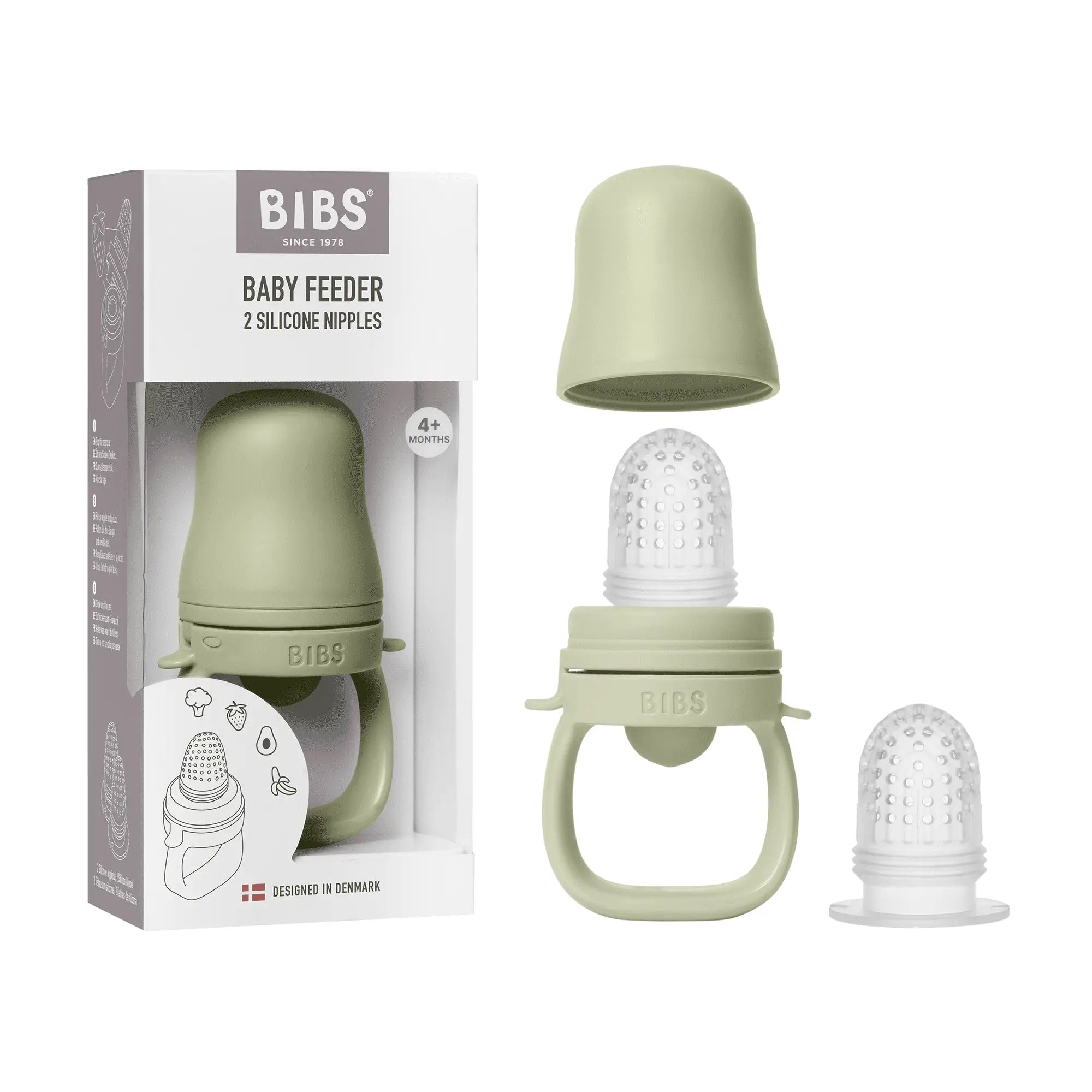 Mintgrønn silikon baby feeder matsmokk sage med klart teksturert smokk og ergonomisk håndtak for baby utforske fast føde