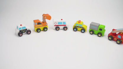 Mini kjøretøy i tre - 6pk