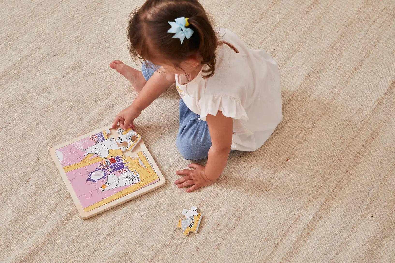 Et robust trepuslespill med søtt mummi-motiv i pastellfarger fra Barbo Toys oppussing