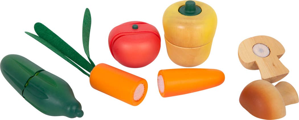 Wooden cuttable vegetable set fresh with painted colors and simple designs for spesielt realistisk lekemat