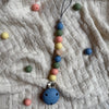 Pastellfarget bpa fri silikon holder smokken med matte perler og sølv metallklemme håndlaget smokkelenke sorbet