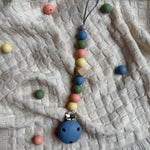 Pastellfarget bpa fri silikon holder smokken med matte perler og sølv metallklemme håndlaget smokkelenke sorbet